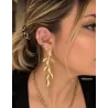 Boucles D'oreilles Unitaire Bague d'oreille Rangs Cz Plaqué Or 18K 750/000