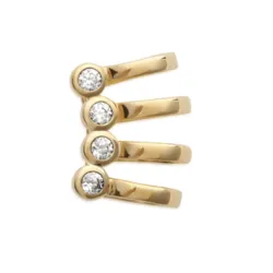 Boucles D'oreilles Unitaire Bague d'oreille Rangs Cz Plaqué Or 18K 750/000