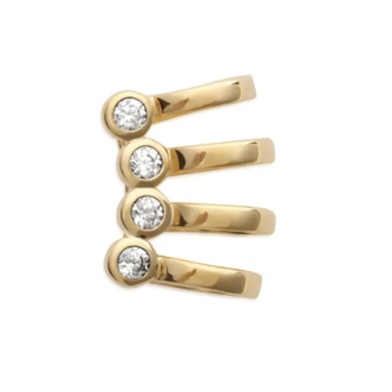 Boucles D'oreilles Unitaire Bague d'oreille Rangs Cz Plaqué Or 18K 750/000