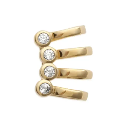 Boucles D'oreilles Unitaire Bague d'oreille Rangs Cz Plaqué Or 18K 750/000