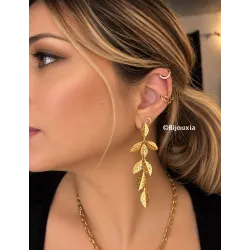 Boucle D'oreille Unitaire Bague d'oreille Microserti Cz Plaqué Or 18K 750/000