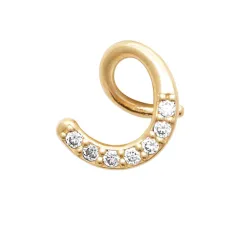 Boucle D'oreille Unitaire Bague d'oreille Microserti Cz Plaqué Or 18K 750/000