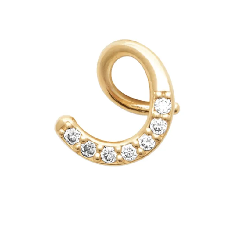 Boucle D'oreille Unitaire Bague d'oreille Microserti Cz Plaqué Or 18K 750/000