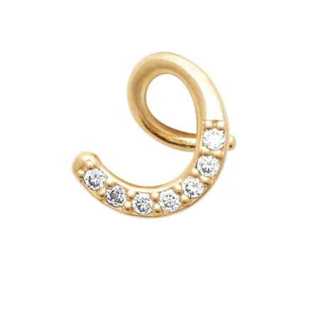 Boucle D'oreille Unitaire Bague d'oreille Microserti Cz Plaqué Or 18K 750/000