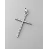 Pendentif En Forme De Grande Croix Fil Torsadé En Argent Massif 925/000 Rhodié