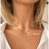 Pendentif En Forme De Grande Croix Fil Torsadé En Argent Massif 925/000 Rhodié