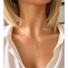Collier Chaîne Et Pendentif Croix Fil Torsadé En Plaqué Or 18 Carats 750/000
