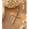Collier Chaîne Et Pendentif Croix Fil Torsadé En Plaqué Or 18 Carats 750/000