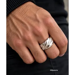 Bague Alliance 3 Anneaux Épais En Argent Massif T50-52-54-56-58-60-62-64-66-68