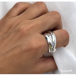 Bague Alliance 3 Anneaux Épais En Argent Massif T50-52-54-56-58-60-62-64-66-68