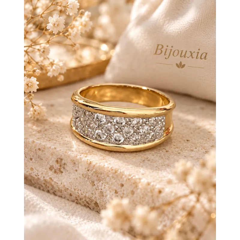 Bague Éclat Impérial – Plaqué Or 18 Carats 750/000 – Zirconiums T50 à 62