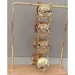 Bracelet Pièces Imitation Louis d' Or Napoléon En Plaqué Or 18K
