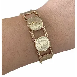 Bracelet Pièces Imitation Louis d' Or Napoléon En Plaqué Or 18K