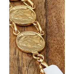 Bracelet Pièces Imitation Louis d' Or Napoléon En Plaqué Or 18K