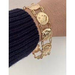 Bracelet Pièces Imitation Louis d' Or Napoléon En Plaqué Or 18K