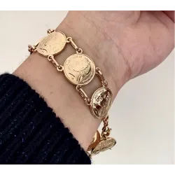 Bracelet Pièces Imitation Louis d' Or Napoléon En Plaqué Or 18K