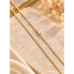 Chaîne 60CM x 2,50MM Gourmette Diamantée Plaqué or 18 Carats 750/1000
