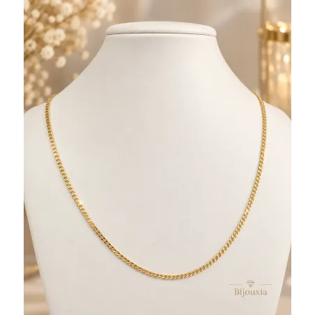 Chaîne 50CM x 2,50MM Gourmette Diamantée Plaqué or 18 Carats 750/1000