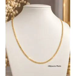 Chaîne Maille Gourmette 60CM X 3MM Plaqué or 18 Carats Bijoux Homme