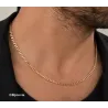 Chaîne Maille Gourmette 60CM X 3MM Plaqué or 18 Carats Bijoux Homme
