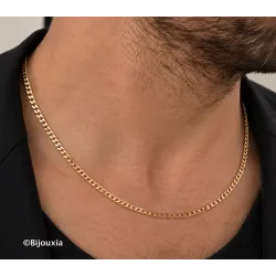 Chaîne Maille Gourmette 50CM X 3MM Plaqué or 18 Carats Bijoux Homme