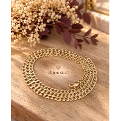 Chaîne Maille Gourmette 60CM X 3MM Plaqué or 18 Carats Bijoux Homme