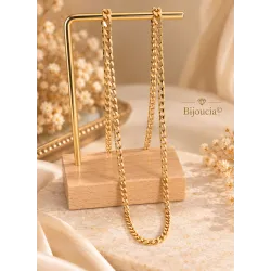 Chaîne Maille Gourmette 60CM X 3MM Plaqué or 18 Carats Bijoux Homme