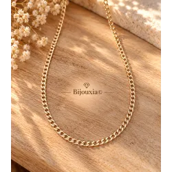 Chaîne Maille Gourmette 60CM X 3MM Plaqué or 18 Carats Bijoux Homme
