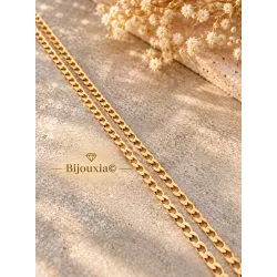 Chaîne Maille Gourmette 60CM X 3MM Plaqué or 18 Carats Bijoux Homme