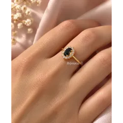 Bague Marquise Saphir Plaqué Or 18 Carats 750/000 Tailles CHOIX