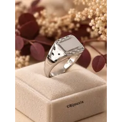 Bague Chevalière Argent Massif 925/1000 Rhodié, Poinçonné