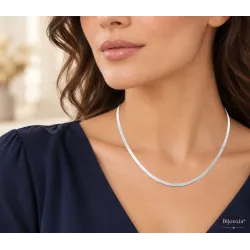Collier Maille Miroir 45CM X 3MM Argent Massif 925/1000 Rhodié Bijou Intemporel