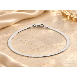 Bracelet Maille Miroir 45CM X 3MM Argent Massif 925/1000 Rhodié Bijou Intemporel