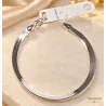 Bracelet Maille Plate Miroir En Argent Massif 925/000 Rhodié Bijoux Femme