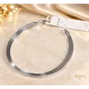 Bracelet Maille Plate Miroir En Argent Massif 925/000 Rhodié Bijoux Femme