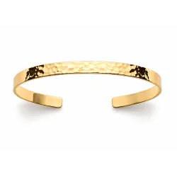 Bracelet Jonc Rigide Martelé Plaqué Or 18 Carats 750/1000