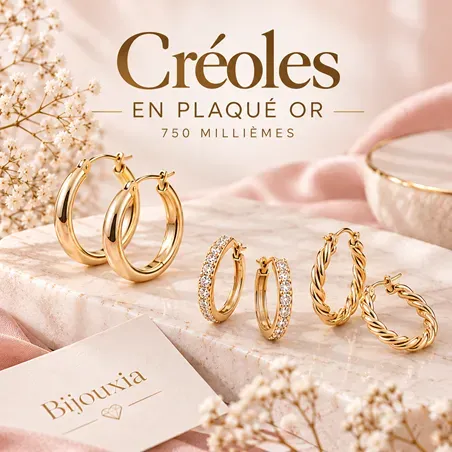 Créoles dorées en plaqué or 18 carats 750/000 - large choix boucles d'oreilles