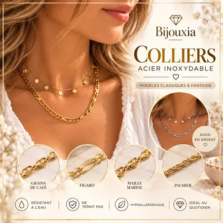 Colliers acier inoxydable argenté/doré