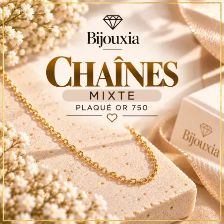 Chaîne de cou en plaqué or 18 carats, pour homme et femme, mixte